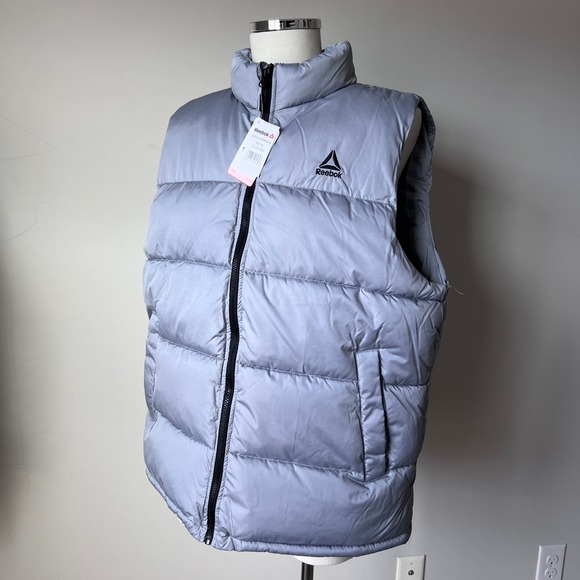 Reebok Puffer Vest Lightweight Full Zip Outerwear Grey Men's Plus XL OMRD143 NEW - Picture 11 of 16